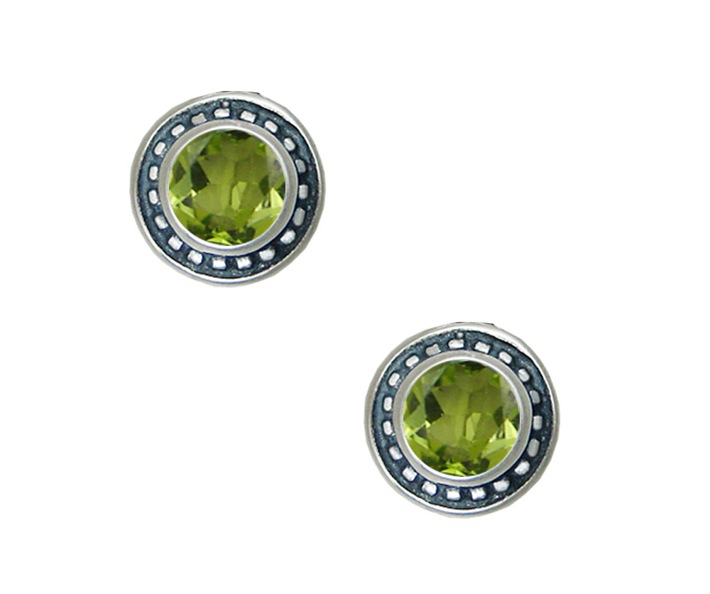 Sterling Silver Petite Peridot Post Stud Earrings